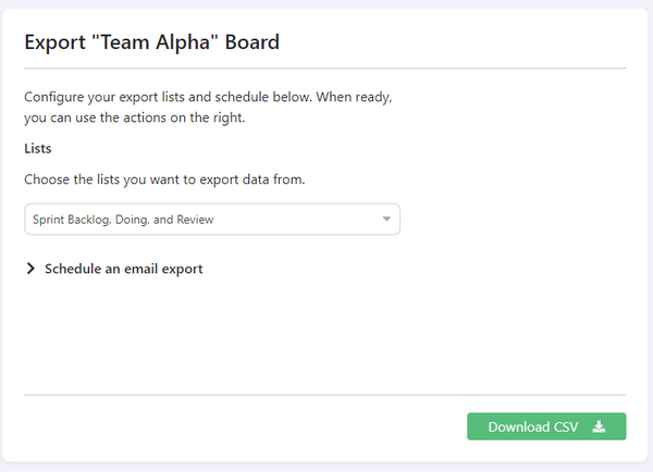 Export your data from Trello