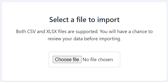 Select the file to import