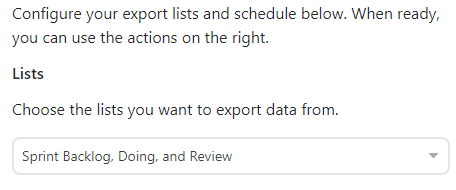 Select the lists to export from